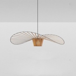 Luminária pendente moderna, simples, única, de ferro, arte, formato de chapéu, luz de teto