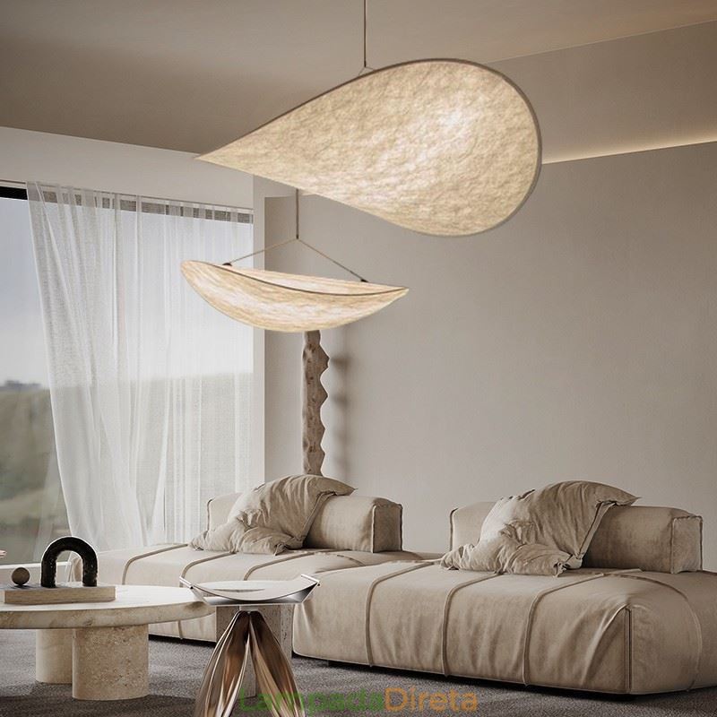 Luminária de Teto Decoração de Seda Luminária Pendente Branco Quente