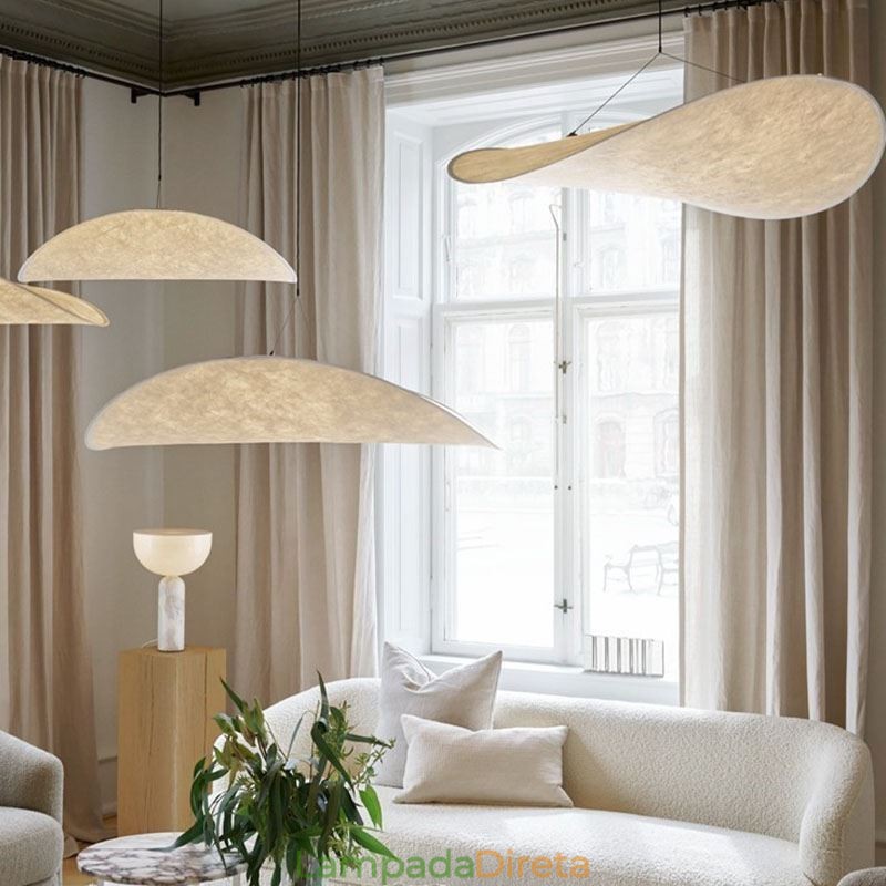 Luminária de Teto Decoração de Seda Luminária Pendente Branco Quente