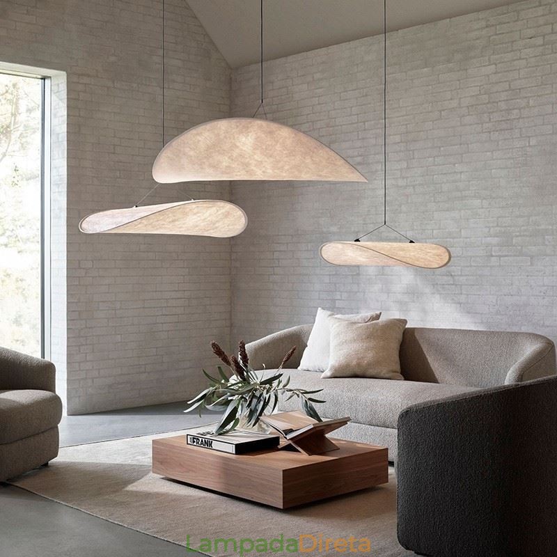 Luminária de Teto Decoração de Seda Luminária Pendente Branco Quente