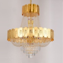 Luminária pendente de cristal dourado elegante e decorativa para teto