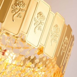 Luminária pendente de cristal dourado elegante e decorativa para teto