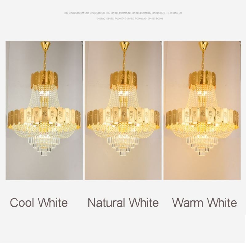 Luminária pendente de cristal dourado elegante e decorativa para teto