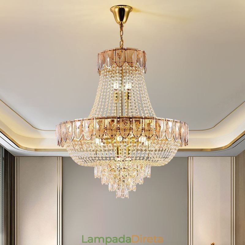 Luminária pendente de cristal Luminária de teto decorativa de luxo