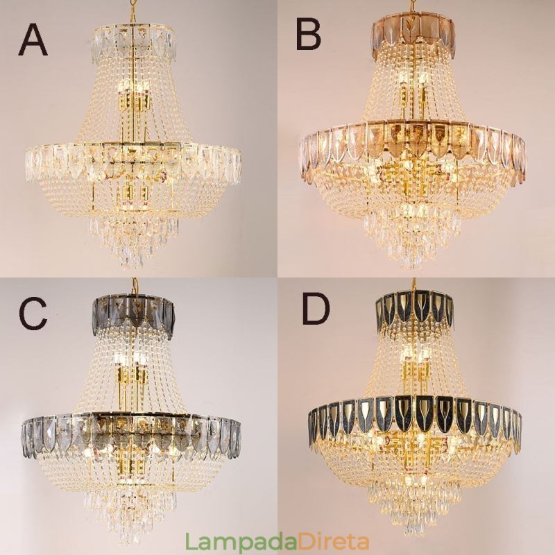 Luminária pendente de cristal Luminária de teto decorativa de luxo