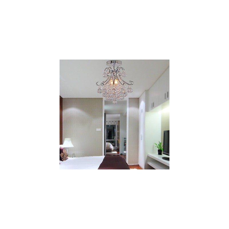 Lustre de cristal moderno contemporâneo estilo mini metal galvanizado montagem embutida