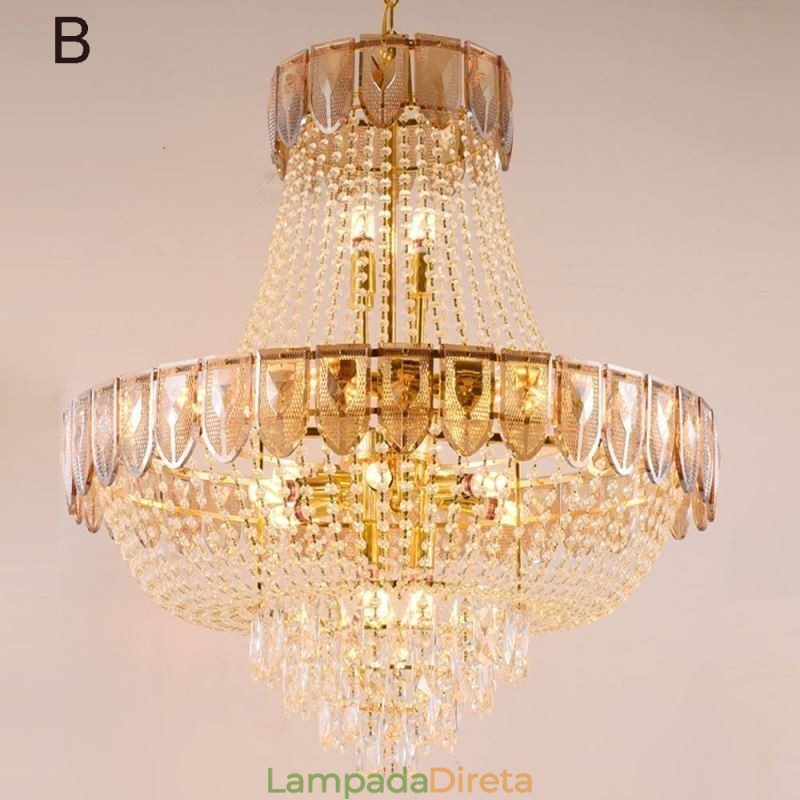 Luminária pendente de cristal Luminária de teto decorativa de luxo
