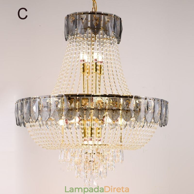 Luminária pendente de cristal Luminária de teto decorativa de luxo