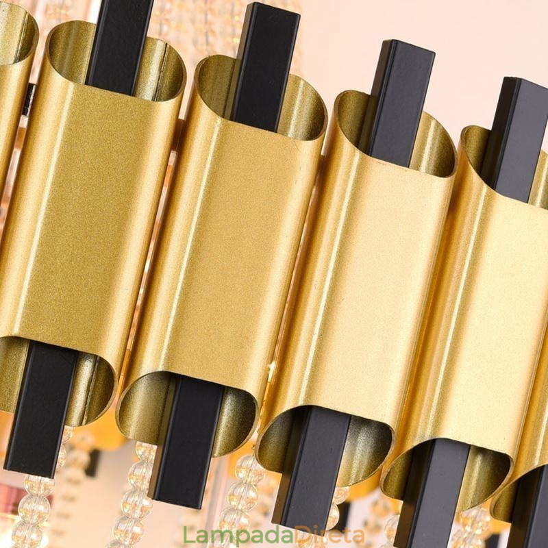 Luminária pendente de cristal dourada de luxo decorativa de teto