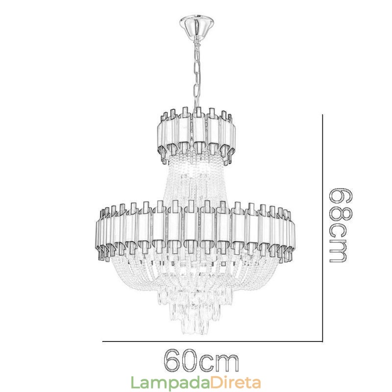 Luminária pendente de cristal dourada de luxo decorativa de teto