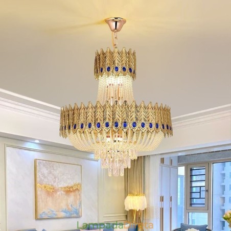 Luminária pendente de cristal de luxo decorativa de teto 60 cm Luminária pendente de cristal de luxo decorativa de teto 60 cm