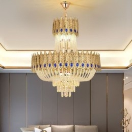 Luminária pendente de cristal de luxo decorativa de teto 60 cm