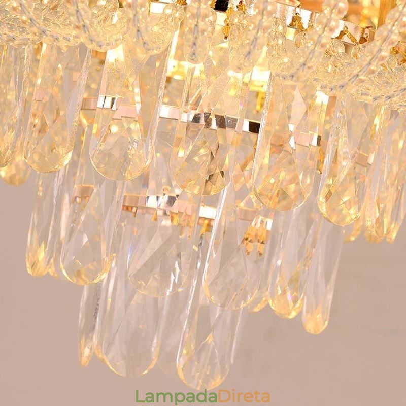 Luminária pendente de cristal de luxo decorativa de teto 60 cm
