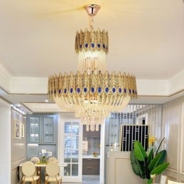 Luminária pendente de cristal de luxo decorativa de teto 60 cm