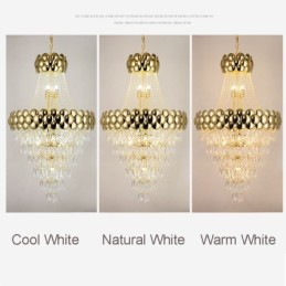 Luminária pendente de cristal galvanizada a ouro duplex luxo decorativo luminária de teto 80cm