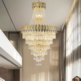 Luminária pendente de cristal sofisticada, luxuosa, decorativa, suspensa, 80 cm