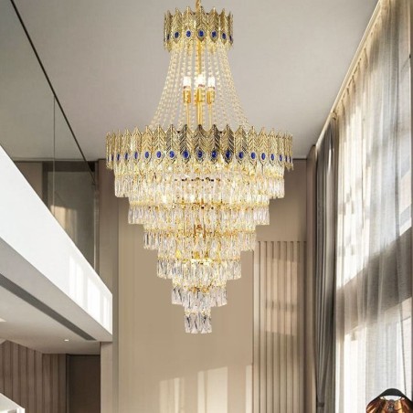 Luminária pendente de cristal sofisticada, luxuosa, decorativa, suspensa, 80 cm Luminária pendente de cristal sofisticada, luxuosa, decorativa, suspensa, 80 cm