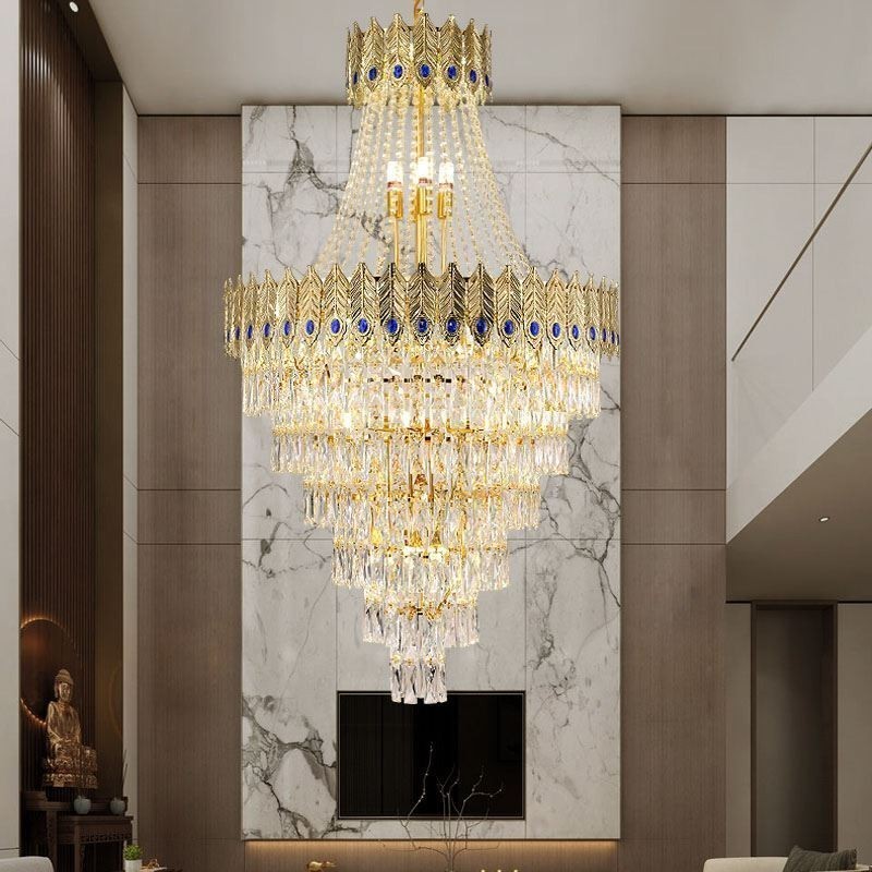 Luminária pendente de cristal sofisticada, luxuosa, decorativa, suspensa, 80 cm