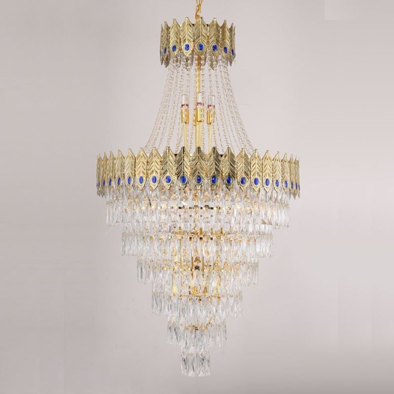Luminária pendente de cristal sofisticada, luxuosa, decorativa, suspensa, 80 cm