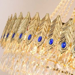 Luminária pendente de cristal sofisticada, luxuosa, decorativa, suspensa, 80 cm