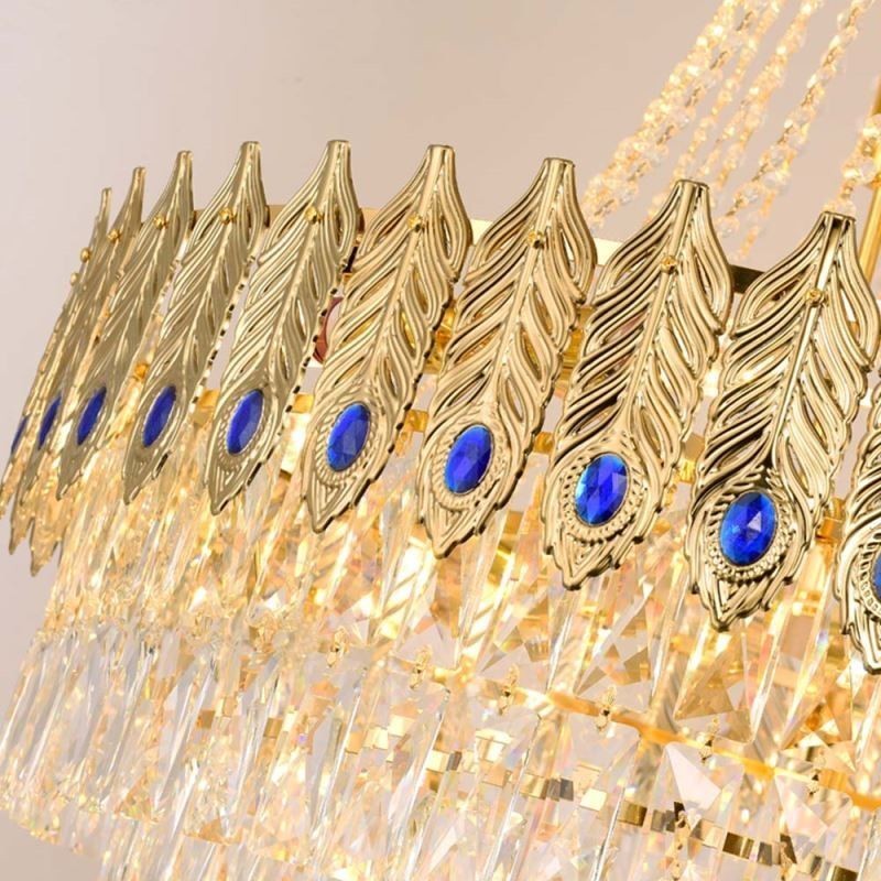 Luminária pendente de cristal sofisticada, luxuosa, decorativa, suspensa, 80 cm