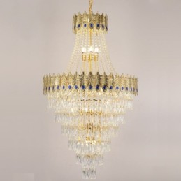 Luminária pendente de cristal sofisticada, luxuosa, decorativa, suspensa, 80 cm