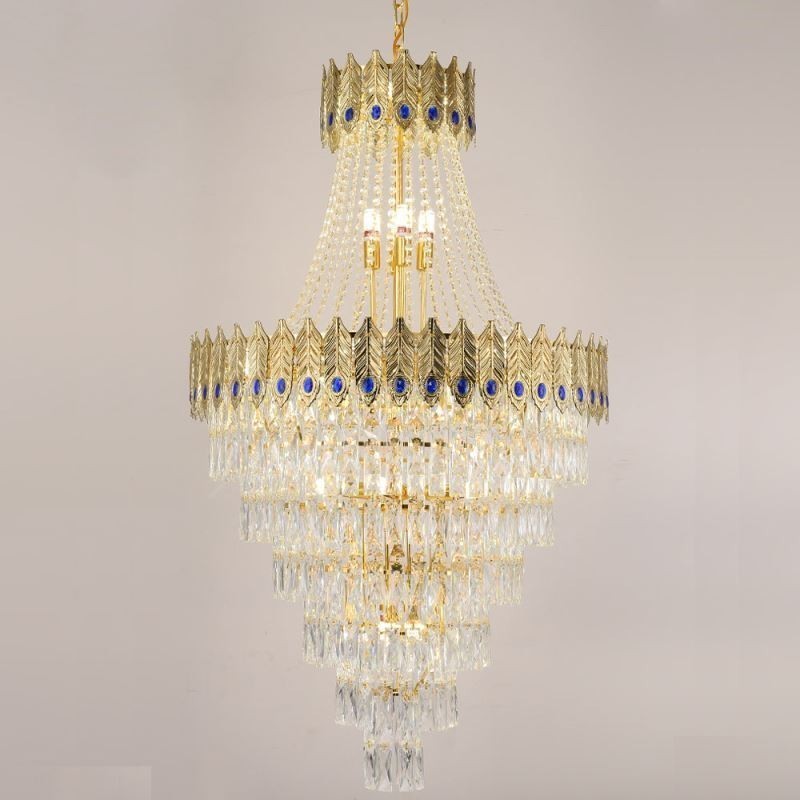 Luminária pendente de cristal sofisticada, luxuosa, decorativa, suspensa, 80 cm