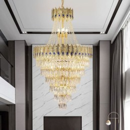 Luminária pendente de cristal sofisticada, luxuosa, decorativa, suspensa, 80 cm