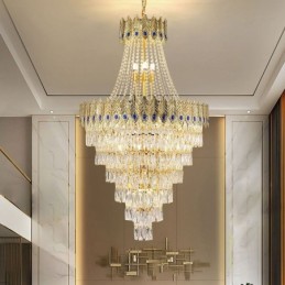 Luminária pendente de cristal sofisticada, luxuosa, decorativa, suspensa, 80 cm