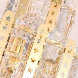 Luminária pendente de cristal do quarto andar – Luminária de teto decorativa de luxo com chapa de ferro oca dourada