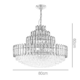 Luminária pendente de cristal com quatro camadas, luminária decorativa de luxo para teto, 80 cm