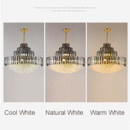 Luminária pendente de cristal com quatro camadas, luminária decorativa de luxo para teto, 80 cm