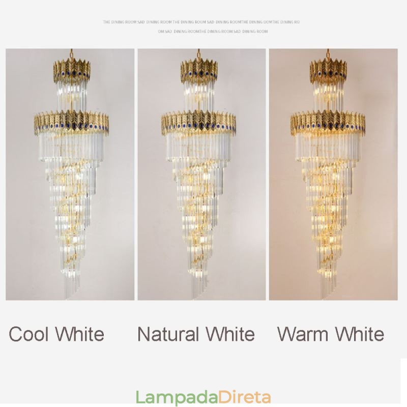 Luminária pendente de cristal dourado Luminária de teto com abajur em formato de cauda de fênix dourada galvanizada