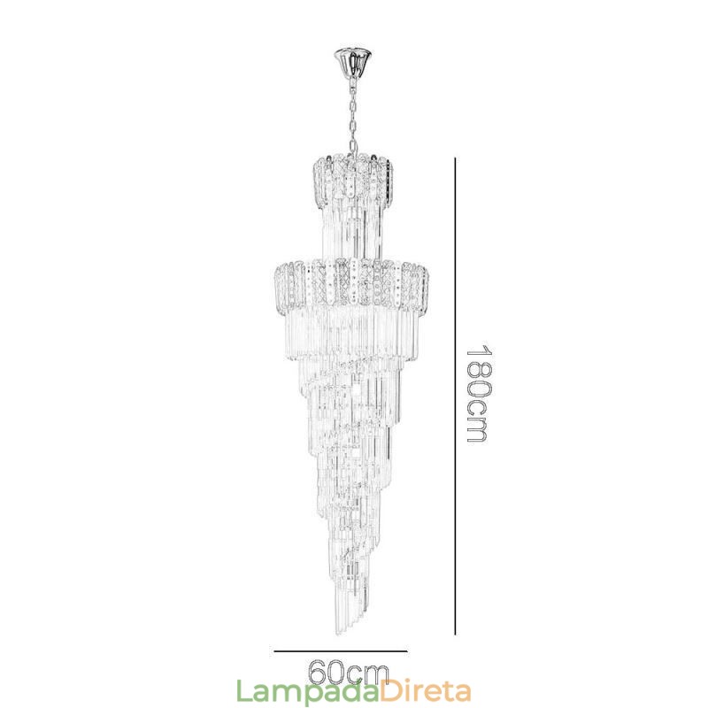 Luminária pendente de cristal dourado, luxuosa, decorativa, de teto, 60*H180cm