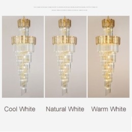 Luminária pendente de cristal dourado, luxuosa, decorativa, de teto, 60*H180cm