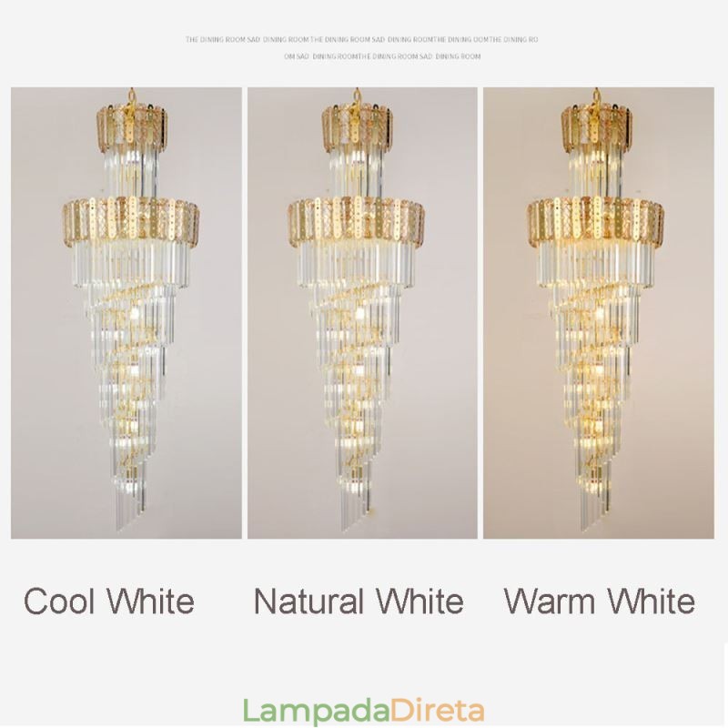 Luminária pendente de cristal dourado, luxuosa, decorativa, de teto, 60*H180cm