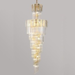Luminária pendente de cristal dourado, luxuosa, decorativa, de teto, 60*H180cm