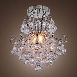 Lustre de cristal moderno contemporâneo estilo mini metal galvanizado montagem embutida