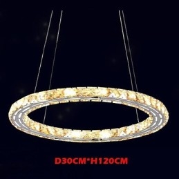 Luminárias pendentes de cristal Luminárias modernas Âmbar K9 Cristal Redondo Anel Único 30CM
