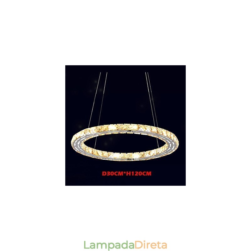 Luminárias pendentes de cristal Luminárias modernas Âmbar K9 Cristal Redondo Anel Único 30CM