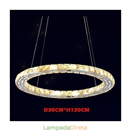 Luminárias pendentes de cristal Luminárias modernas Âmbar K9 Cristal Redondo Anel Único 30CM Luminárias pendentes de cristal Luminárias modernas Âmbar K9 Cristal Redondo Anel Único 30CM