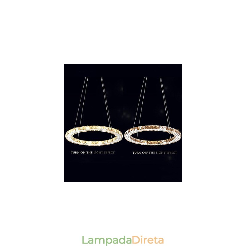 Luminárias pendentes de cristal Luminárias modernas Âmbar K9 Cristal Redondo Anel Único 30CM