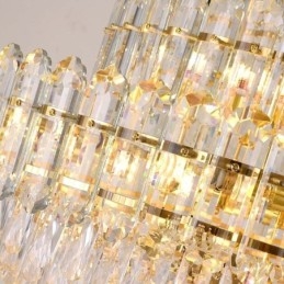 Luminária pendente de cristal retangular de luxo decorativa de teto 100cm