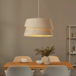 Luminária pendente estilo creme francês abajur de tecido de camada dupla luminária de teto