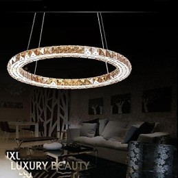 Luminárias pendentes de cristal Luminárias modernas Âmbar K9 Cristal Redondo Anel Único 30CM