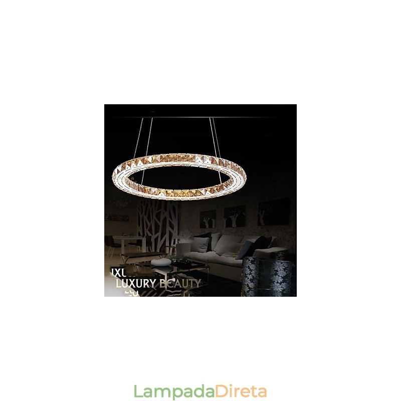 Luminárias pendentes de cristal Luminárias modernas Âmbar K9 Cristal Redondo Anel Único 30CM