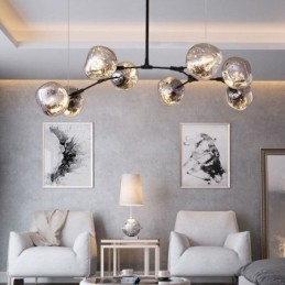 Luminária de teto nórdica moderna com abajur de vidro colorido galvanizado