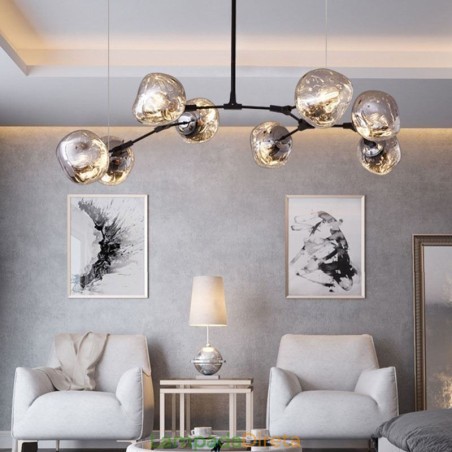 Luminária de teto nórdica moderna com abajur de vidro colorido galvanizado Luminária de teto nórdica moderna com abajur de vidro colorido galvanizado