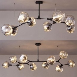 Luminária de teto nórdica moderna com abajur de vidro colorido galvanizado