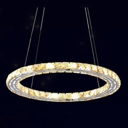 Luminárias pendentes de cristal Luminárias modernas Âmbar K9 Cristal Redondo Anel Único 30CM